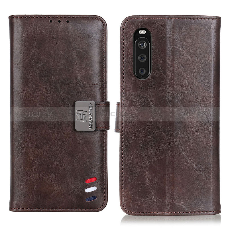 Funda de Cuero Cartera con Soporte Carcasa D06Y para Sony Xperia 10 III Marron