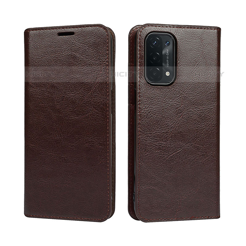 Funda de Cuero Cartera con Soporte Carcasa D07T para Oppo A93 5G Marron