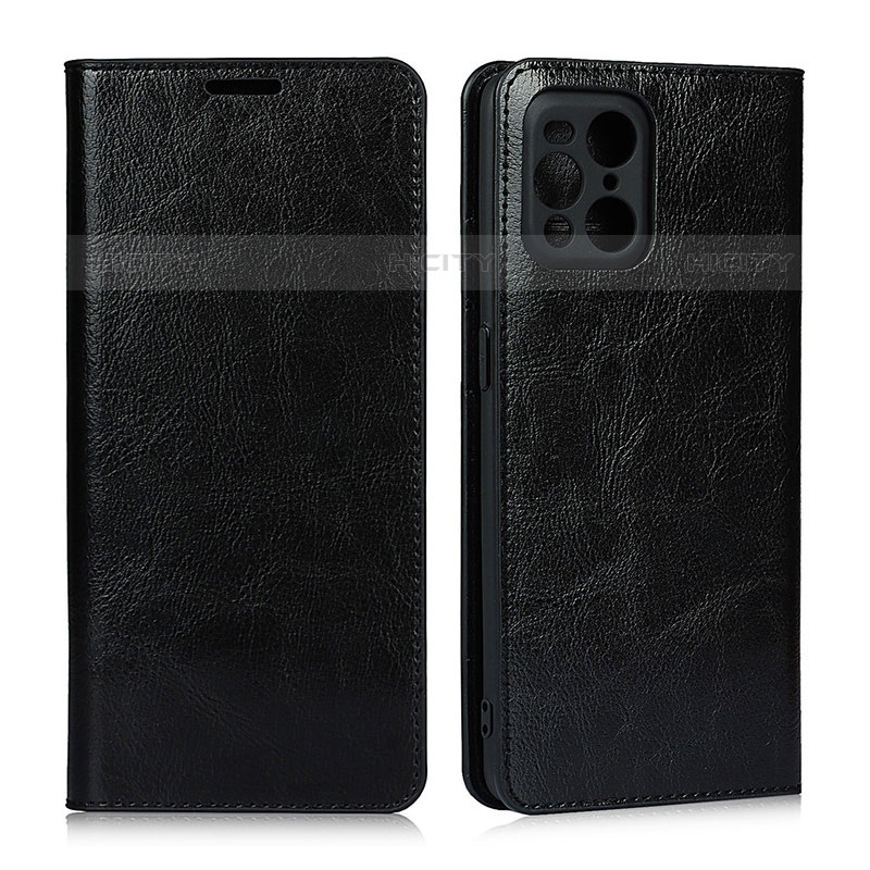 Funda de Cuero Cartera con Soporte Carcasa D07T para Oppo Find X3 Pro 5G Negro