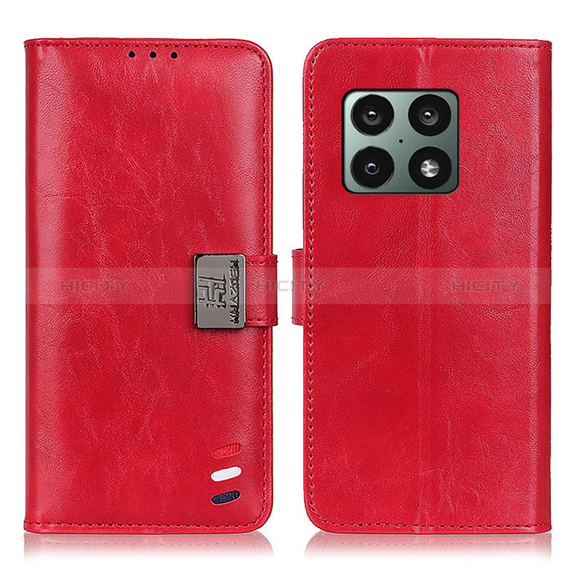 Funda de Cuero Cartera con Soporte Carcasa D07Y para OnePlus 10 Pro 5G Rojo