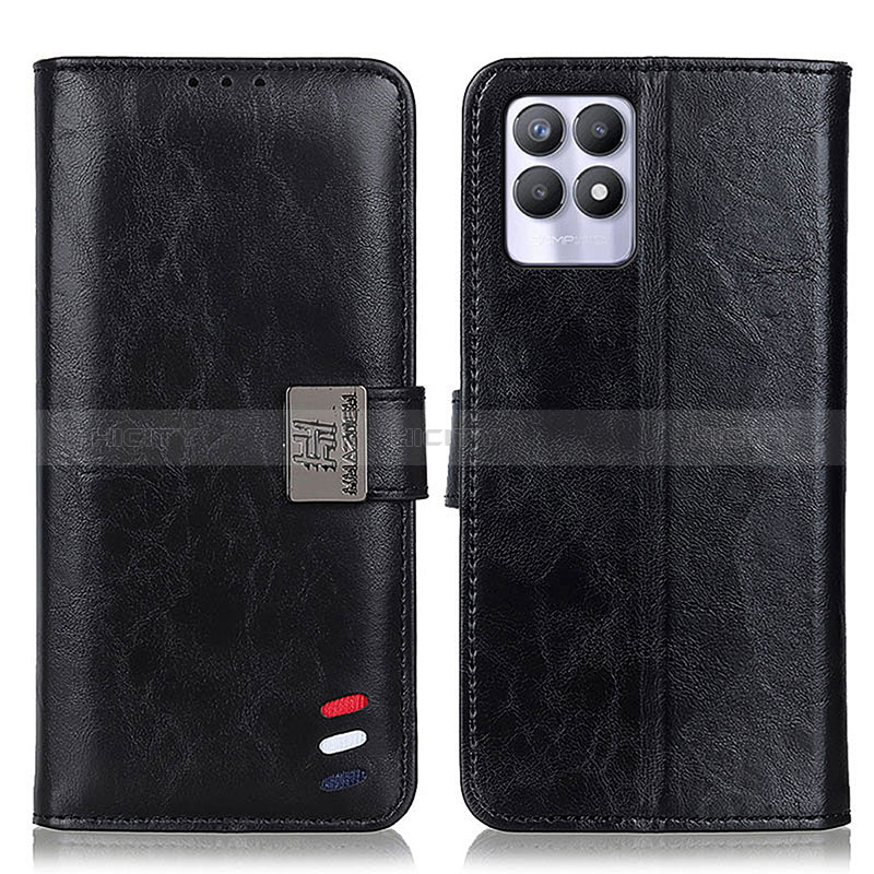 Funda de Cuero Cartera con Soporte Carcasa D07Y para Realme 8i Negro