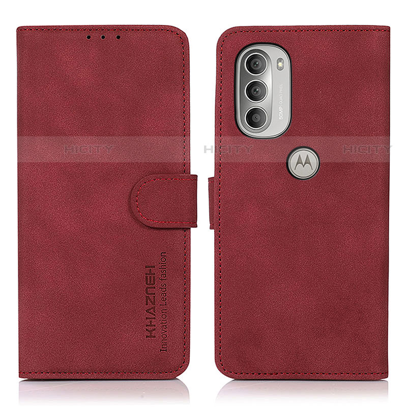 Funda de Cuero Cartera con Soporte Carcasa D08Y para Motorola Moto G51 5G Rojo