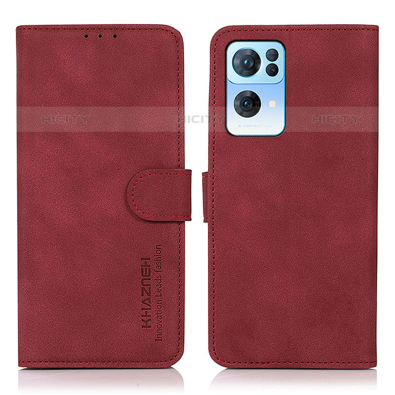 Funda de Cuero Cartera con Soporte Carcasa D08Y para Oppo Reno7 Pro 5G Rojo