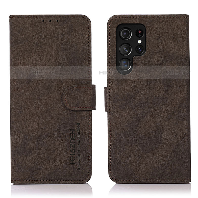 Funda de Cuero Cartera con Soporte Carcasa D08Y para Samsung Galaxy S21 Ultra 5G Marron