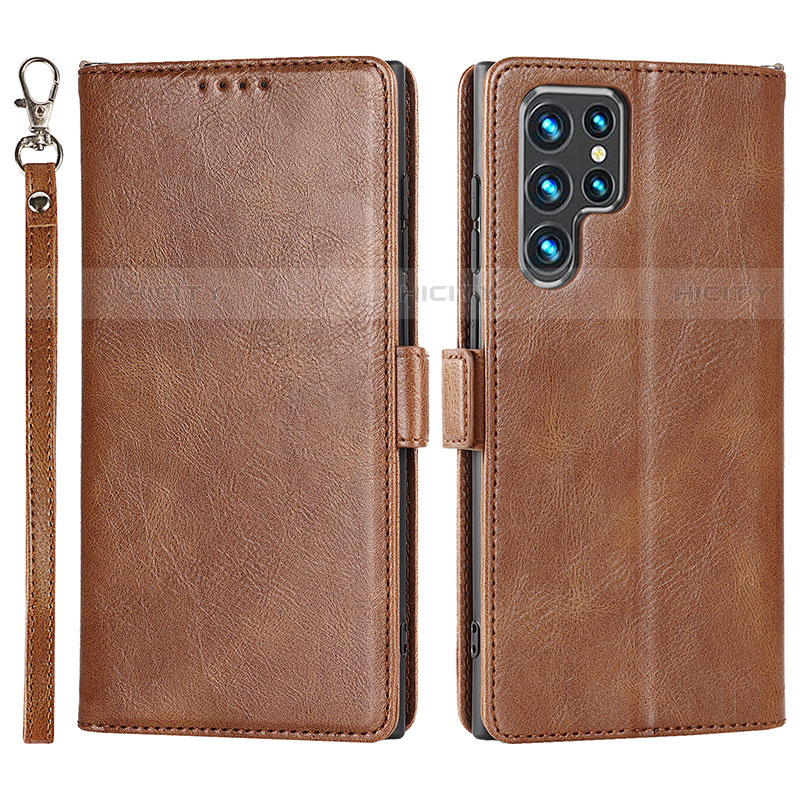 Funda de Cuero Cartera con Soporte Carcasa D09T para Samsung Galaxy S21 Ultra 5G Marron