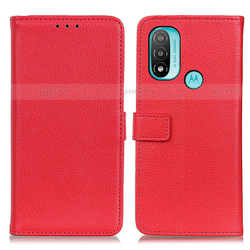 Funda de Cuero Cartera con Soporte Carcasa D09Y para Motorola Moto E20 Rojo