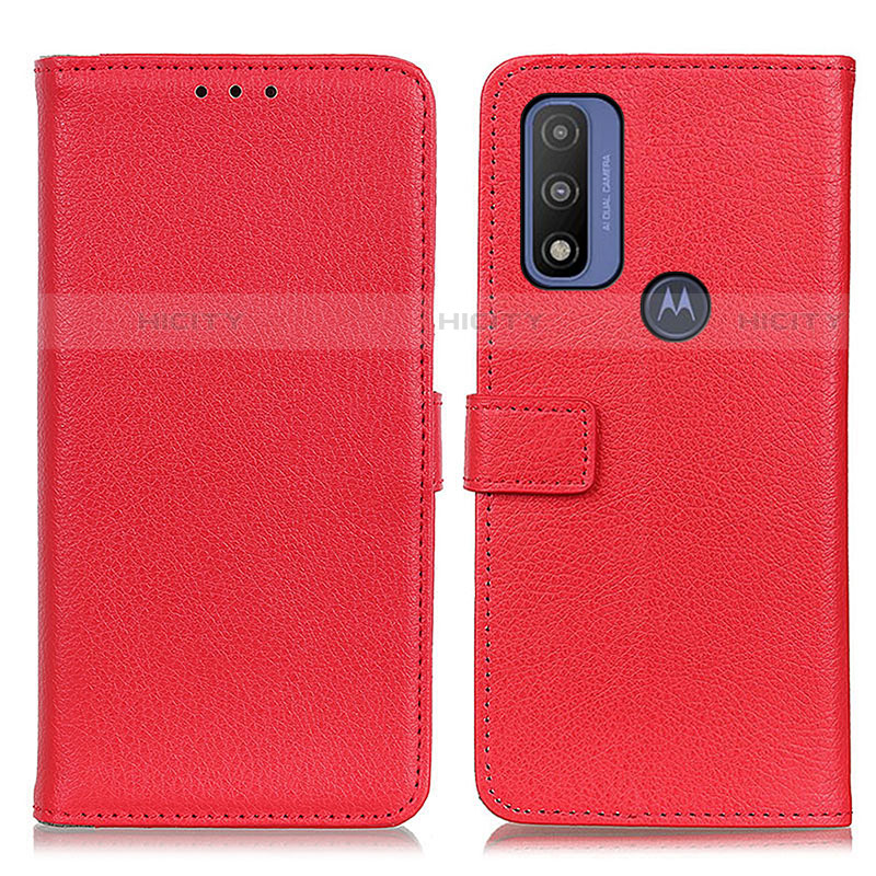 Funda de Cuero Cartera con Soporte Carcasa D09Y para Motorola Moto G Pure Rojo