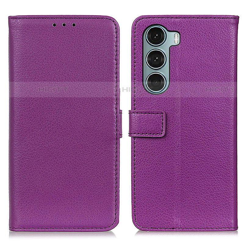 Funda de Cuero Cartera con Soporte Carcasa D09Y para Motorola Moto G200 5G Morado