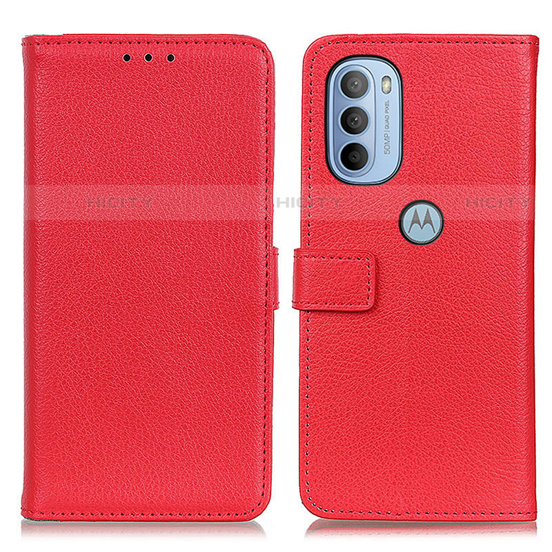 Funda de Cuero Cartera con Soporte Carcasa D09Y para Motorola Moto G31 Rojo