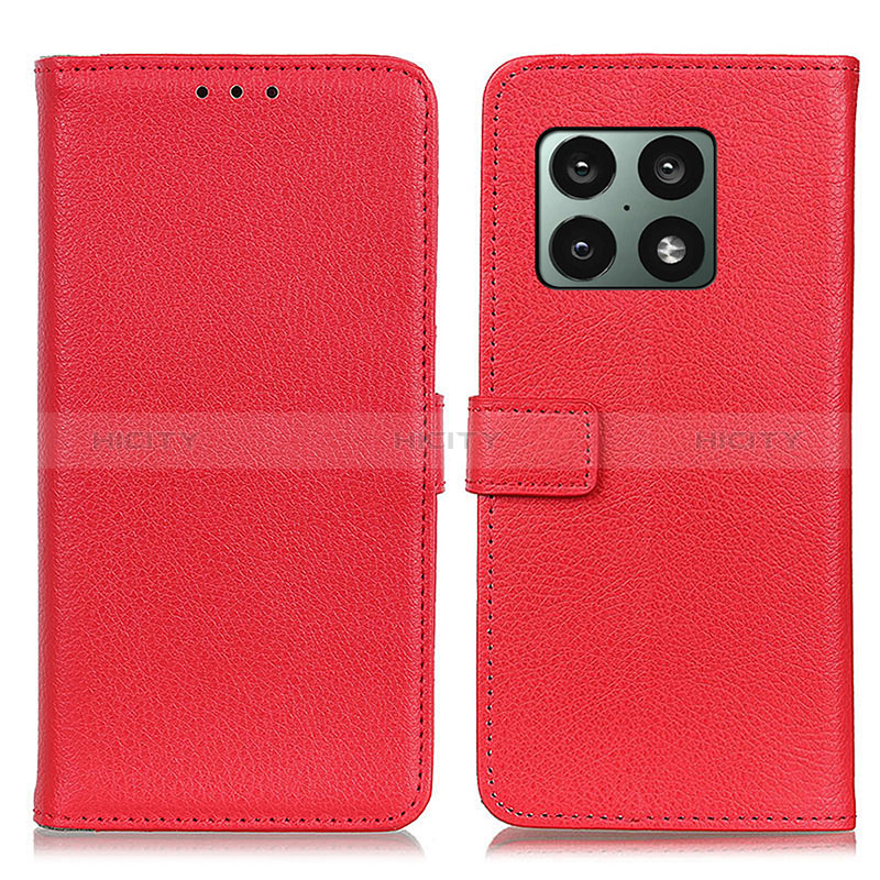 Funda de Cuero Cartera con Soporte Carcasa D09Y para OnePlus 10 Pro 5G Rojo