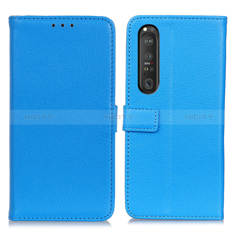 Funda de Cuero Cartera con Soporte Carcasa D09Y para Sony Xperia 1 III Azul Cielo