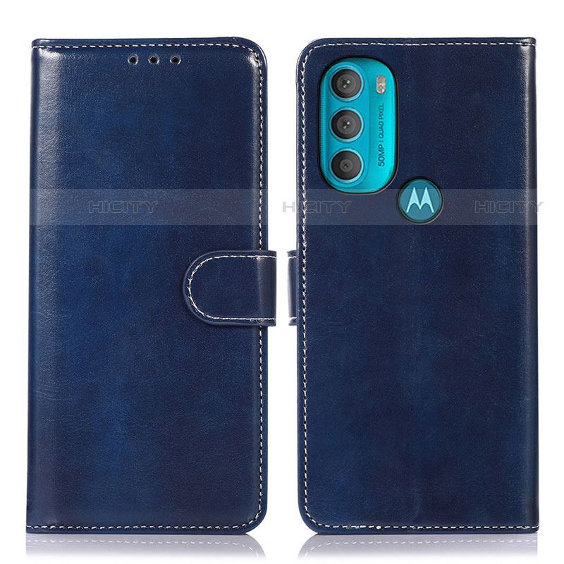 Funda de Cuero Cartera con Soporte Carcasa D10Y para Motorola Moto G71 5G Azul