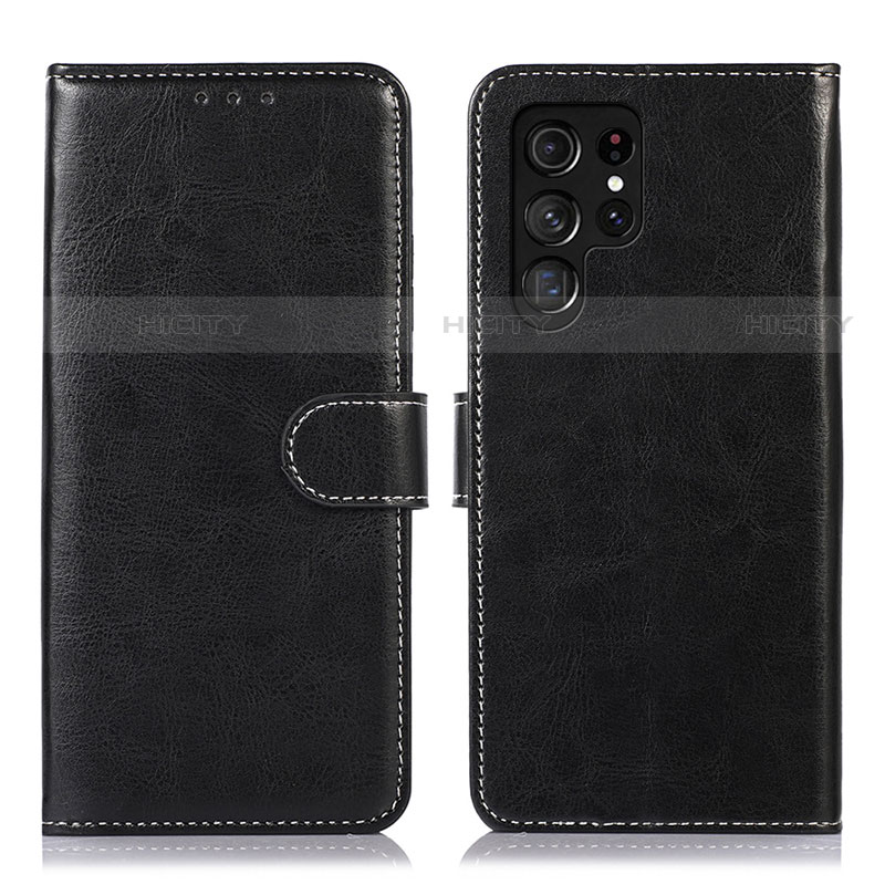 Funda de Cuero Cartera con Soporte Carcasa D10Y para Samsung Galaxy S22 Ultra 5G Negro