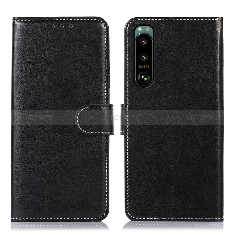 Funda de Cuero Cartera con Soporte Carcasa D10Y para Sony Xperia 5 III Negro