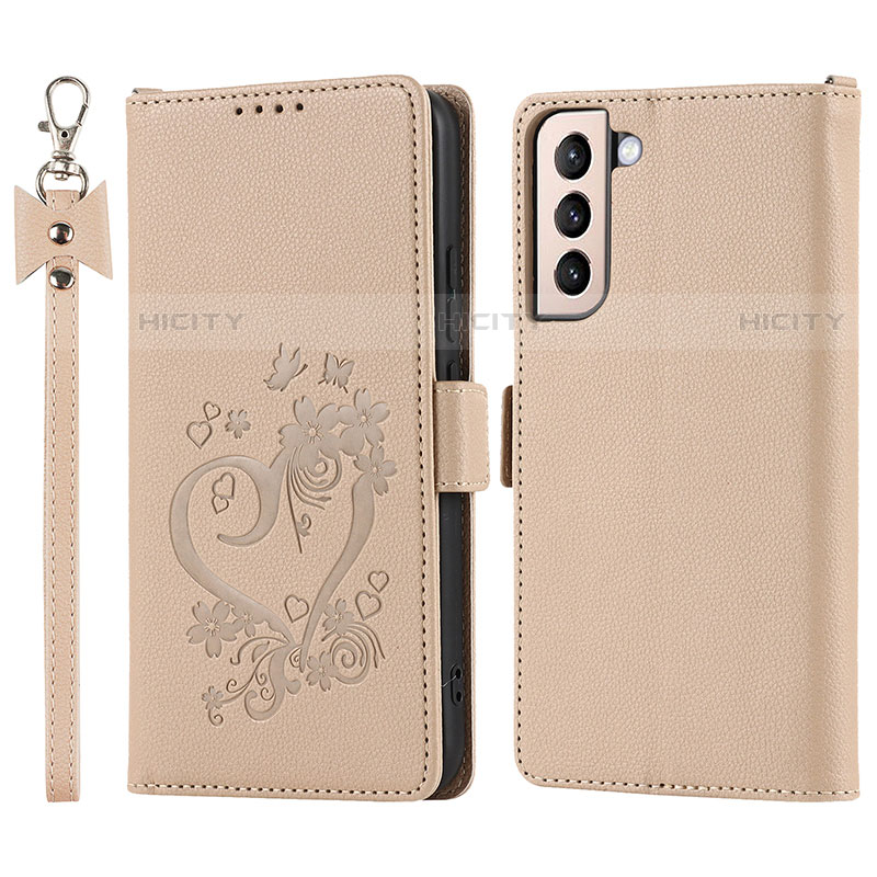 Funda de Cuero Cartera con Soporte Carcasa D11T para Samsung Galaxy S21 Plus 5G Oro