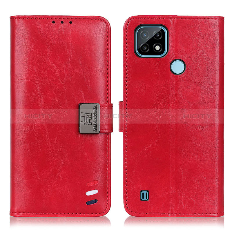 Funda de Cuero Cartera con Soporte Carcasa D11Y para Realme C21 Rojo