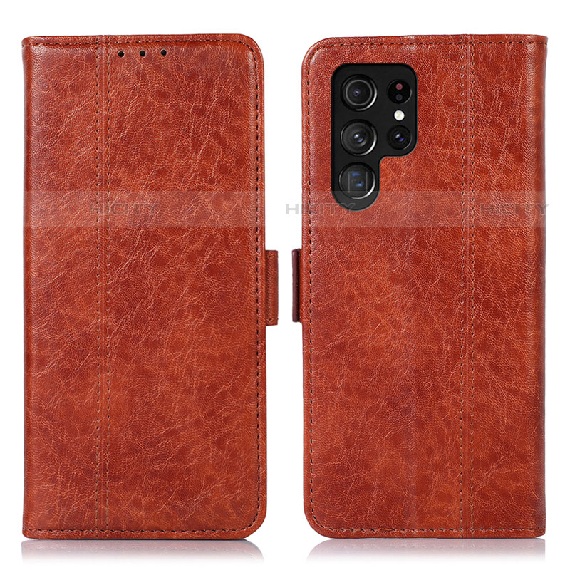 Funda de Cuero Cartera con Soporte Carcasa D11Y para Samsung Galaxy S23 Ultra 5G Marron