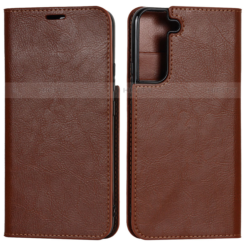 Funda de Cuero Cartera con Soporte Carcasa D13T para Samsung Galaxy S22 5G Marron Claro