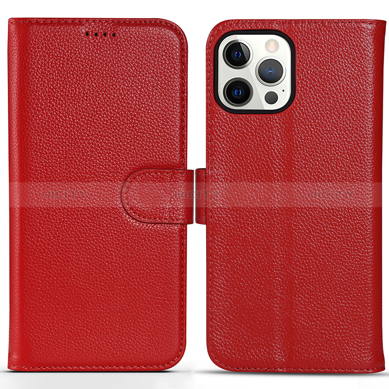 Funda de Cuero Cartera con Soporte Carcasa DL1 para Apple iPhone 14 Pro Rosa Roja