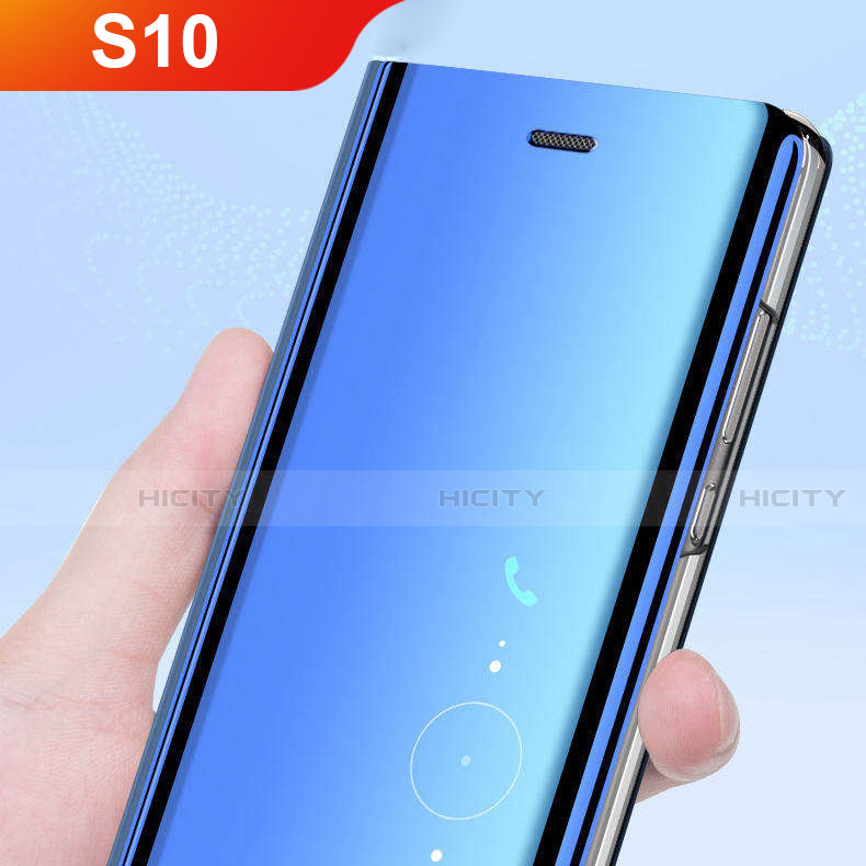 Funda de Cuero Cartera con Soporte Carcasa Espejo Carcasa L02 para Samsung Galaxy S10 5G Azul