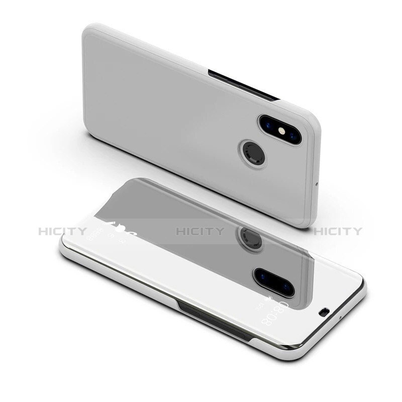 Funda de Cuero Cartera con Soporte Carcasa Espejo Carcasa para Samsung Galaxy A8s SM-G8870 Plata