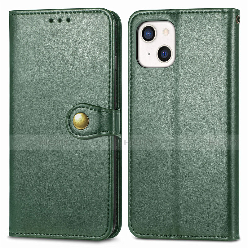 Funda de Cuero Cartera con Soporte Carcasa F01 para Apple iPhone 13 Mini Verde