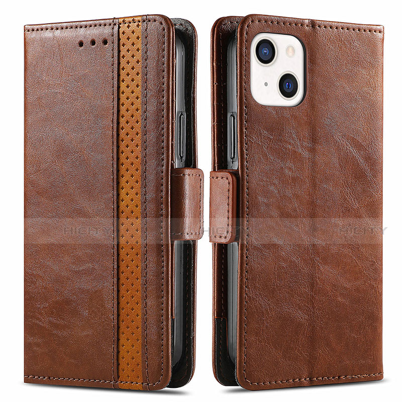 Funda de Cuero Cartera con Soporte Carcasa F03 para Apple iPhone 14 Marron