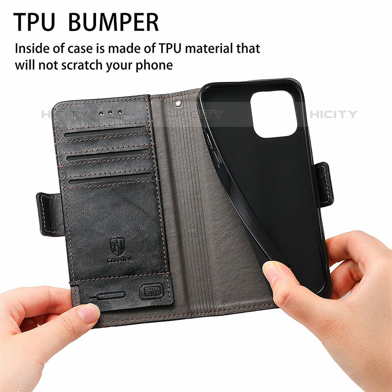 Funda de Cuero Cartera con Soporte Carcasa F03 para Apple iPhone 15 Pro