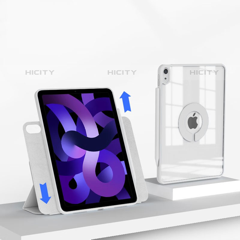 Funda de Cuero Cartera con Soporte Carcasa H01 para Apple iPad Air 4 10.9 (2020) Blanco