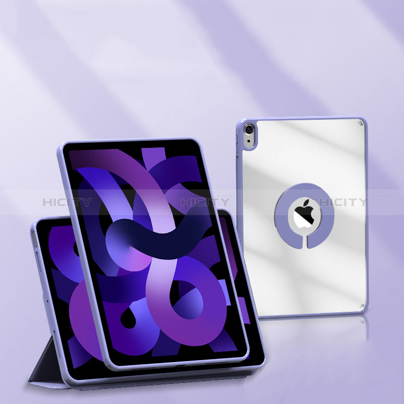 Funda de Cuero Cartera con Soporte Carcasa H01 para Apple iPad Air 5 10.9 (2022) Morado