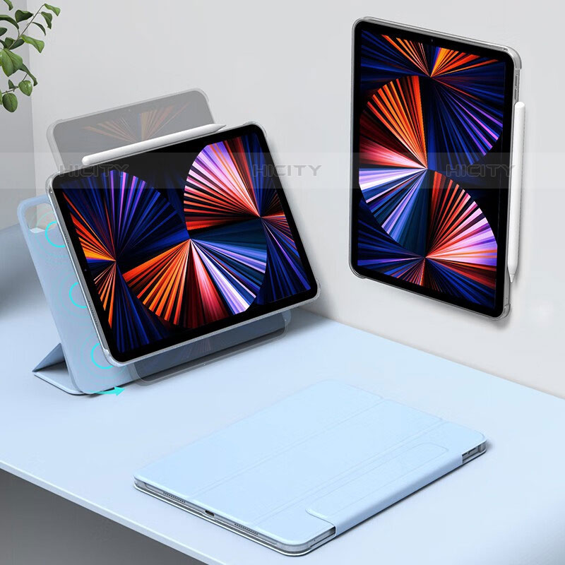 Funda de Cuero Cartera con Soporte Carcasa H01 para Apple iPad Pro 11 (2020) Azul