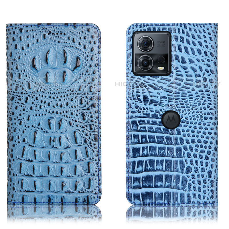 Funda de Cuero Cartera con Soporte Carcasa H01P para Motorola Moto Edge S30 Pro 5G Azul Cielo