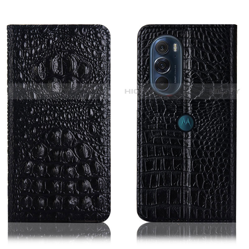 Funda de Cuero Cartera con Soporte Carcasa H01P para Motorola Moto Edge X30 5G Negro