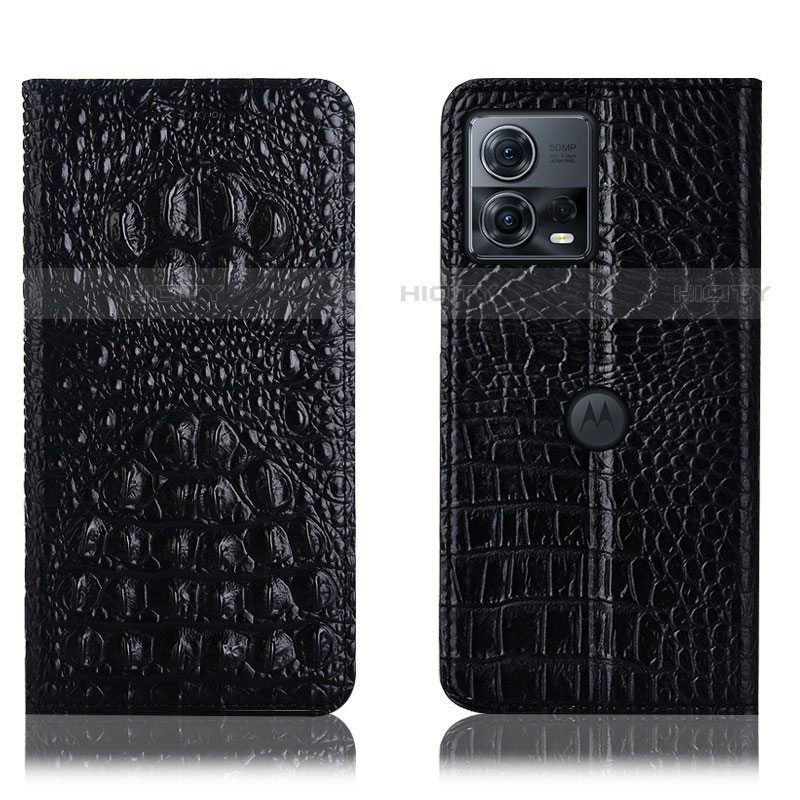 Funda de Cuero Cartera con Soporte Carcasa H01P para Motorola Moto S30 Pro 5G Negro