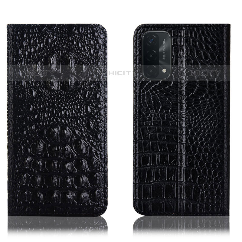 Funda de Cuero Cartera con Soporte Carcasa H01P para Oppo A93 5G Negro