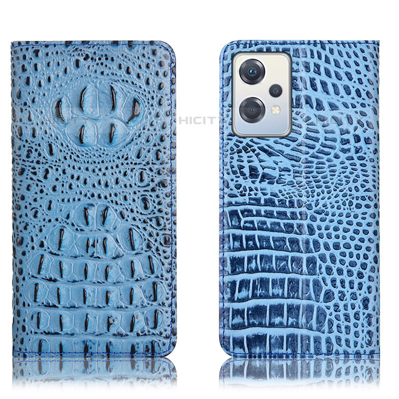 Funda de Cuero Cartera con Soporte Carcasa H01P para Oppo K10X 5G Azul Cielo