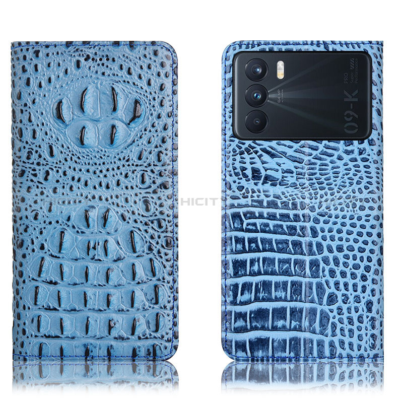 Funda de Cuero Cartera con Soporte Carcasa H01P para Oppo K9 Pro 5G Azul Cielo