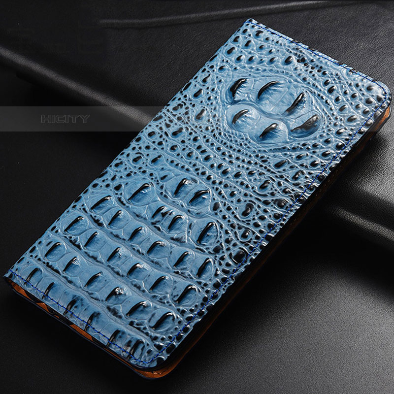 Funda de Cuero Cartera con Soporte Carcasa H01P para Oppo Reno6 Z 5G Azul Cielo