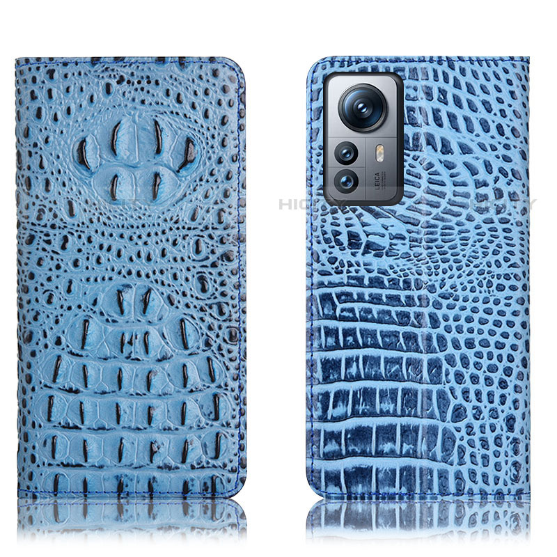 Funda de Cuero Cartera con Soporte Carcasa H01P para Xiaomi Mi 12 Pro 5G Azul Cielo