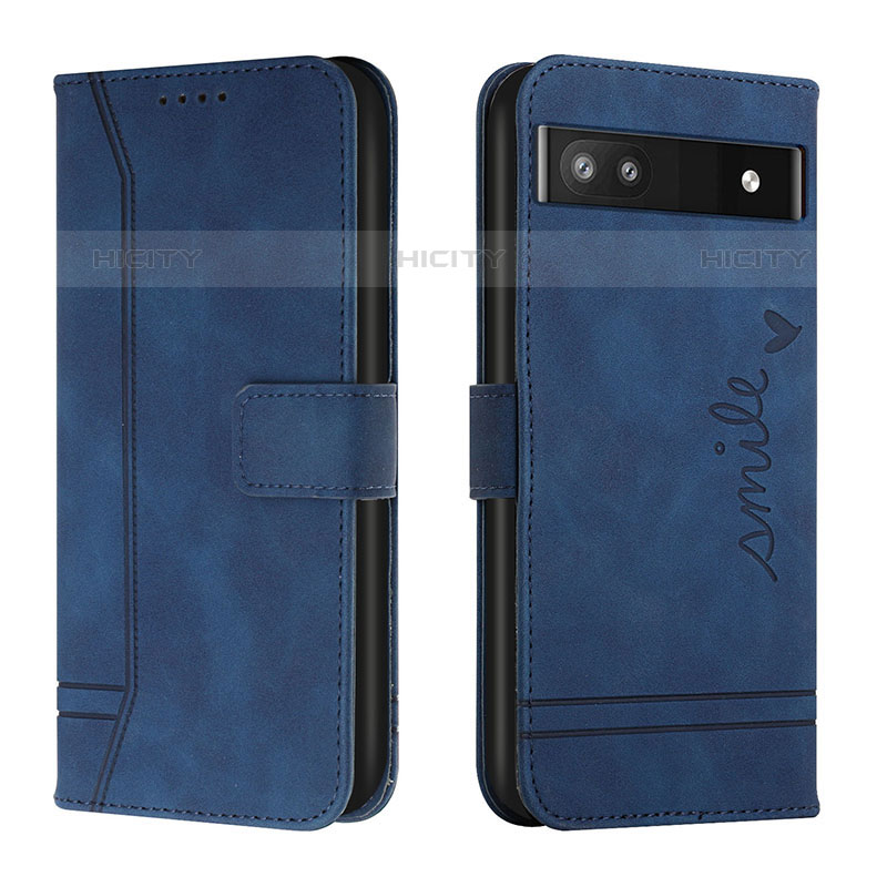 Funda de Cuero Cartera con Soporte Carcasa H01X para Google Pixel 6a 5G Azul