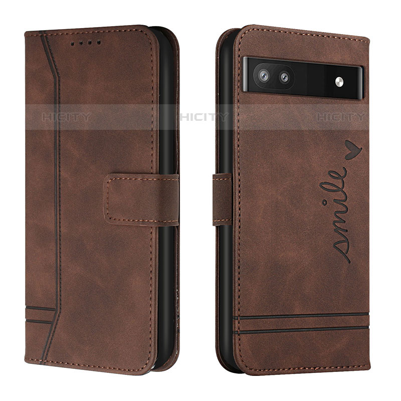 Funda de Cuero Cartera con Soporte Carcasa H01X para Google Pixel 6a 5G Marron