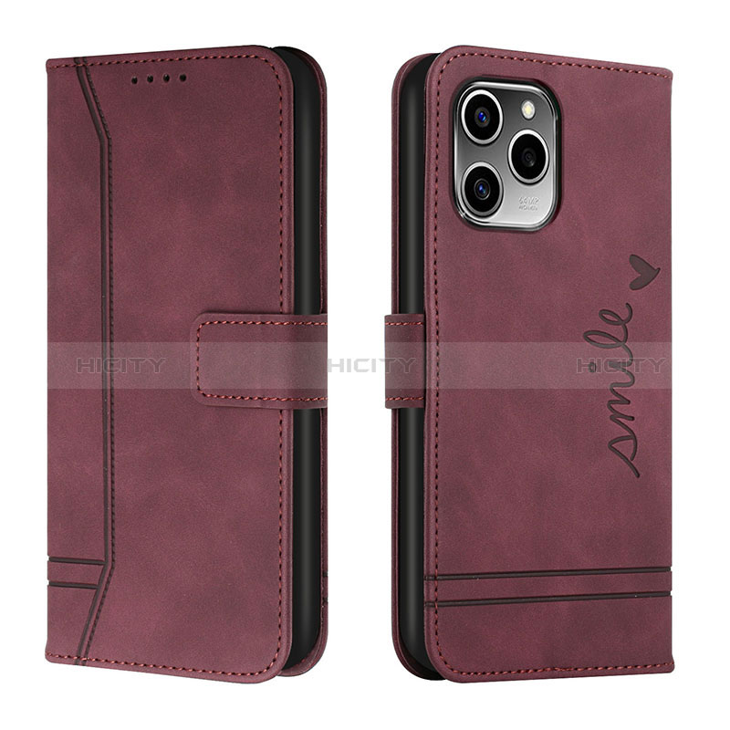 Funda de Cuero Cartera con Soporte Carcasa H01X para Huawei Honor 60 SE 5G Rojo