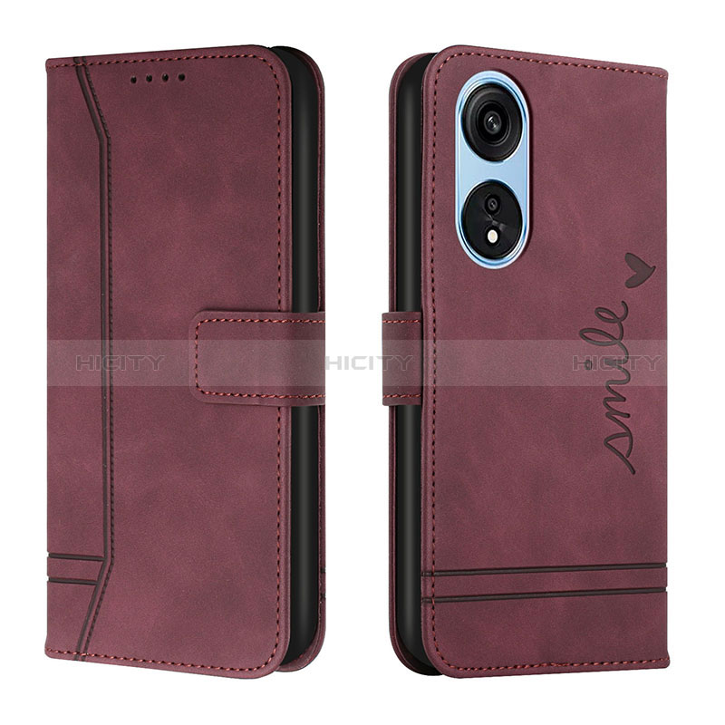 Funda de Cuero Cartera con Soporte Carcasa H01X para Huawei Honor X5 Plus Rojo