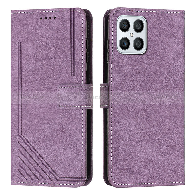 Funda de Cuero Cartera con Soporte Carcasa H01X para Huawei Honor X8 4G Morado