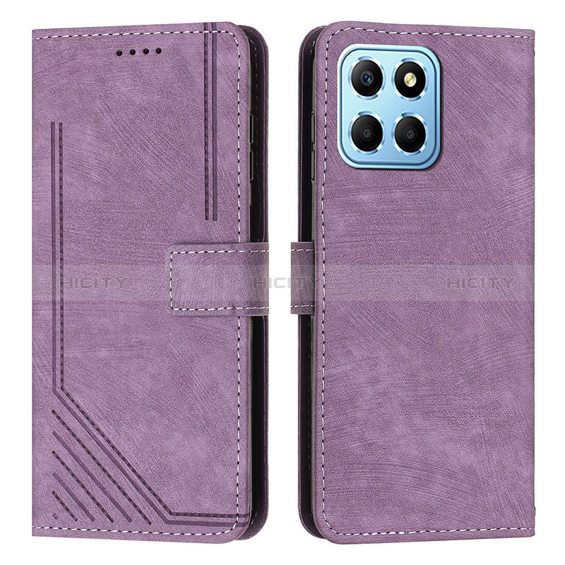 Funda de Cuero Cartera con Soporte Carcasa H01X para Huawei Honor X8 5G Morado