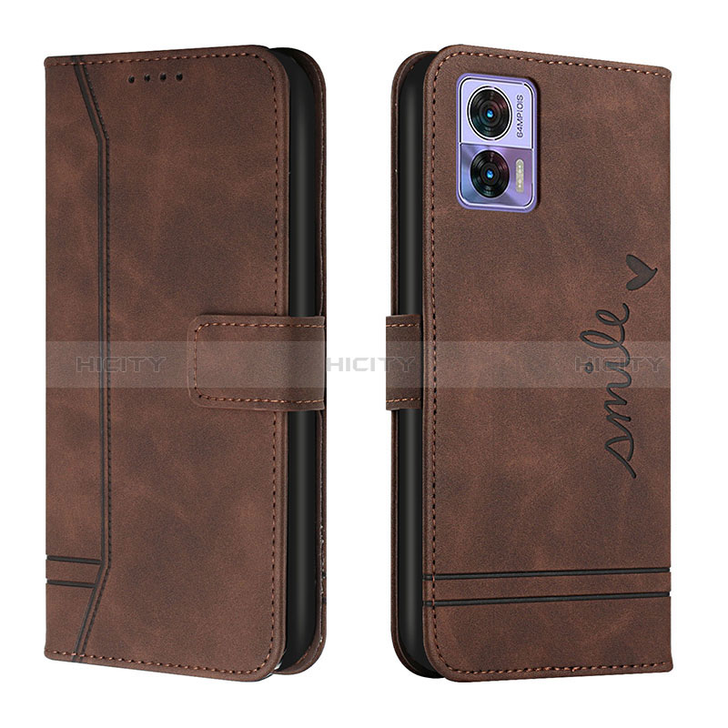 Funda de Cuero Cartera con Soporte Carcasa H01X para Motorola Moto Edge 30 Neo 5G Marron