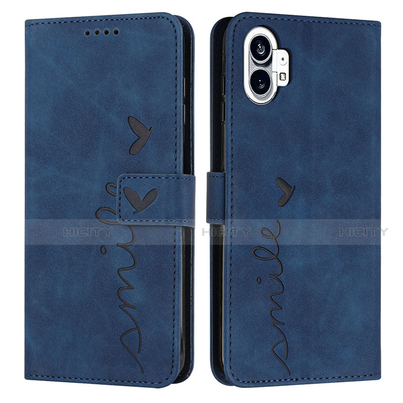 Funda de Cuero Cartera con Soporte Carcasa H01X para Nothing Phone 1 Azul