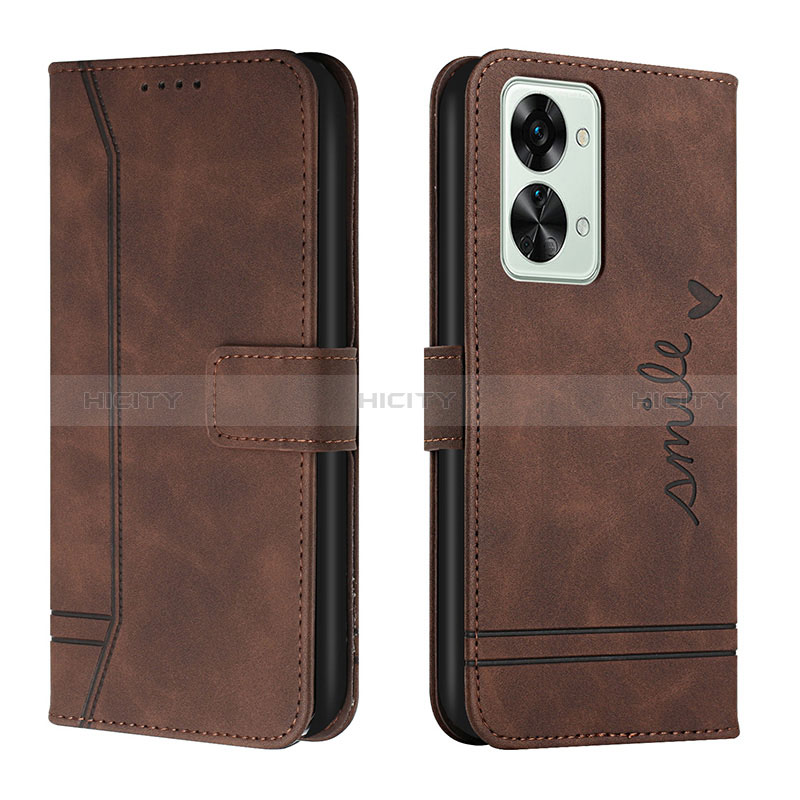 Funda de Cuero Cartera con Soporte Carcasa H01X para OnePlus Nord 2T 5G Marron