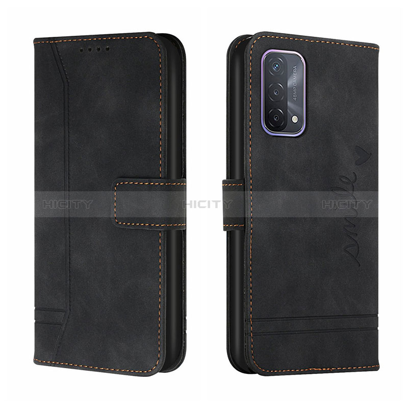 Funda de Cuero Cartera con Soporte Carcasa H01X para Oppo F19 Negro