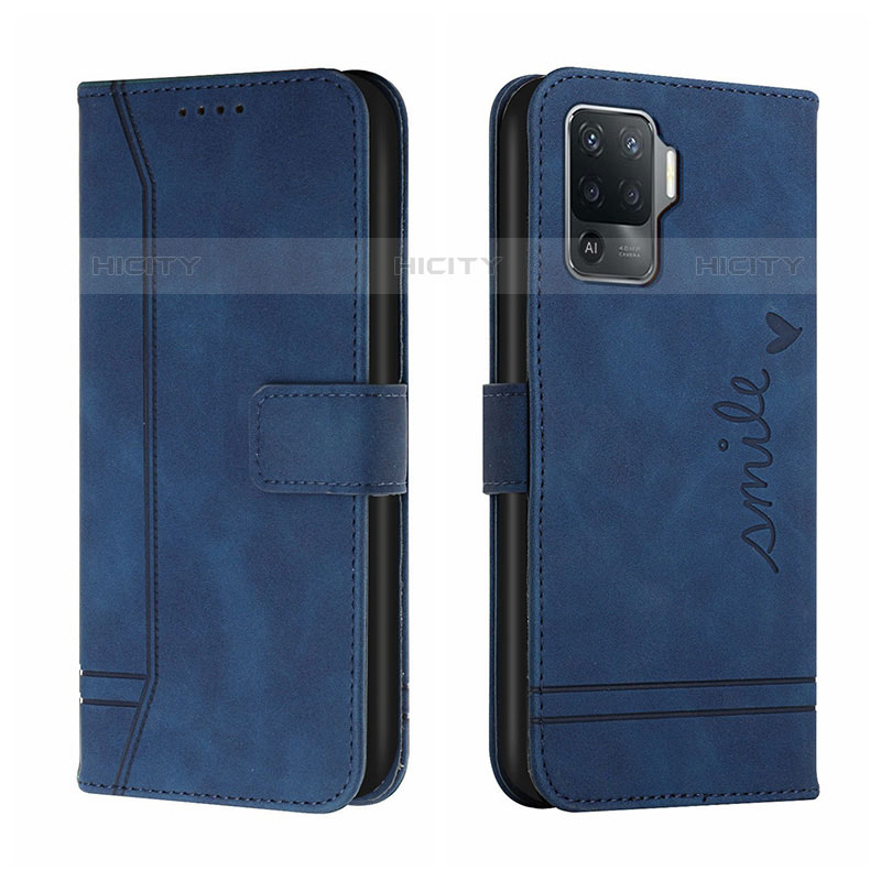 Funda de Cuero Cartera con Soporte Carcasa H01X para Oppo F19 Pro Azul